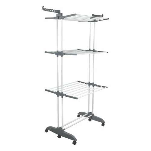 Сушилка напольная для белья раскладная многофункциональная, 3 уровня, на колесах, "super compact", складное основание, laima home, 608462  Сушилка напольная для белья раскладная многофункциональная, 3 уровня, на колесах, "super compact", складное основание, laima home, 608462 | Сушилки для белья