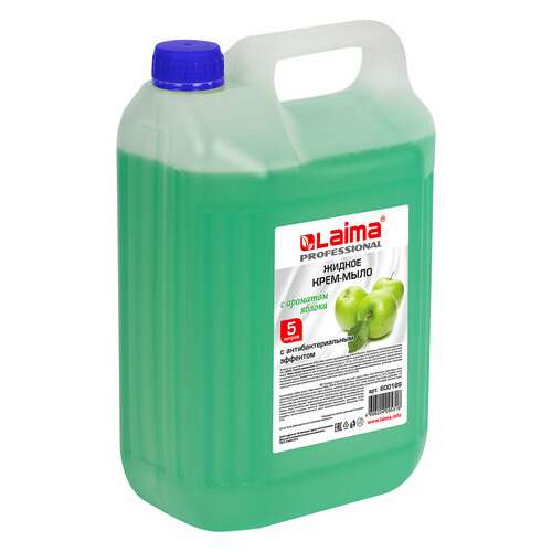  Мыло-крем жидкое 5 л, лайма professional "яблоко", с антибактериальным эффектом, 600189 | Мыло жидкое