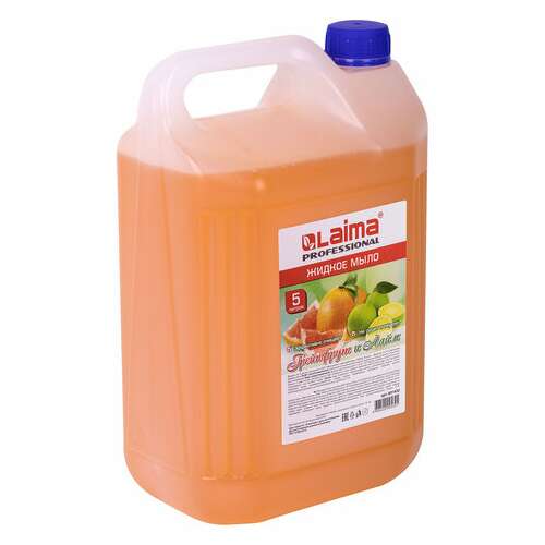  Мыло жидкое 5 л, лайма professional, "грейпфрут и лайм", 601432 | Мыло жидкое