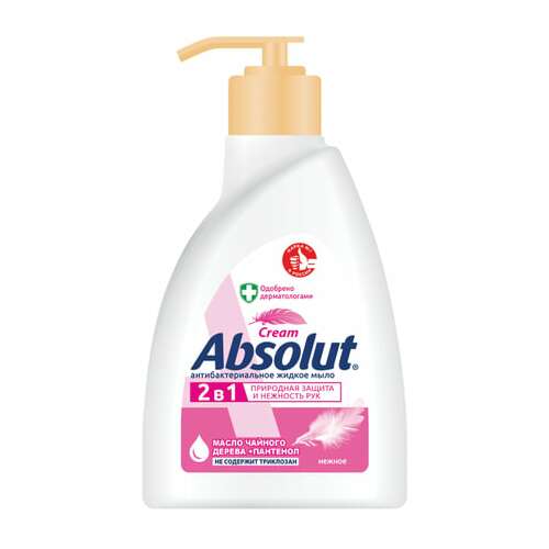  Мыло жидкое антибактериальное 250 мл absolut (абсолют) "нежное", дозатор, не содержит триклозан, 5061, 5007, 5061 | Мыло жидкое
