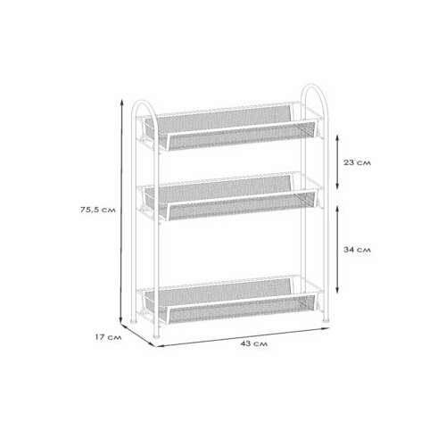  Этажерка "ладья-13" офисно-бытовая 3 яруса, металл, черная, 43х17х75,5 см, э 399 ч | Тележки офисно-бытовые