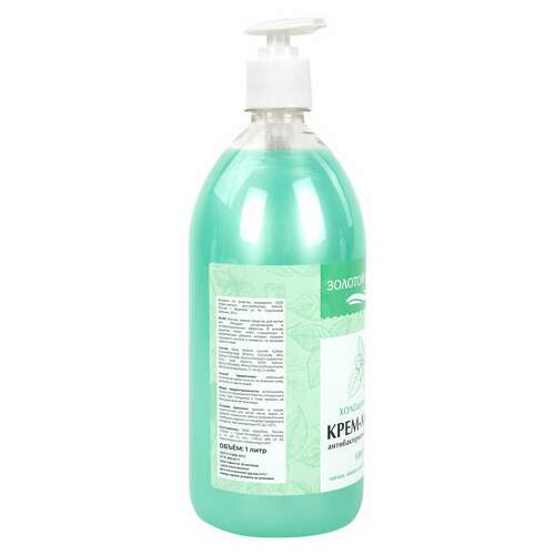  Мыло-крем жидкое с антибактериальным эффектом 1 л золотой идеал "холодная мята", дозатор, 608285 | Мыло жидкое