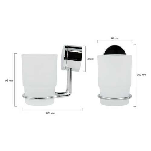  Стакан для туалетных принадлежностей laima, хромированная сталь/стекло, крепление к стене, 607429 | Мыльницы, стаканы для туалетных принадлежностей
