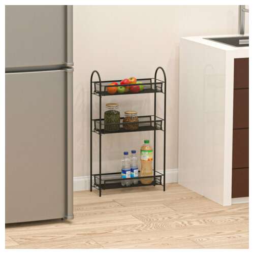  Этажерка "ладья-13" офисно-бытовая 3 яруса, металл, черная, 43х17х75,5 см, э 399 ч | Тележки офисно-бытовые