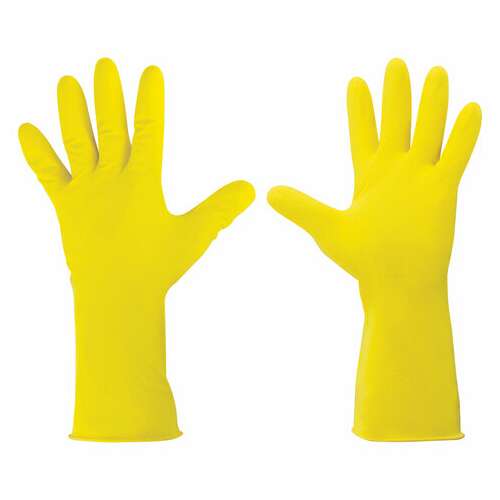  Перчатки многоразовые латексные laima "стандарт", хлопчатобумажное напыление, плотные, размер l (большой), желтые, вес 44 г, 600270 | Перчатки латексные, виниловые и резиновые