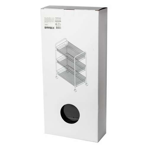  Этажерка (тележка) brabix офисно-бытовая 3 яруса, на колесах, металл, черная, 43,5х26х62,5 см, 603751 | Тележки офисно-бытовые