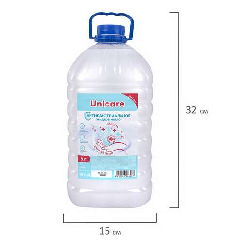  Мыло жидкое антибактериальное 5 л unicare, пэт, uc501066 | Мыло жидкое