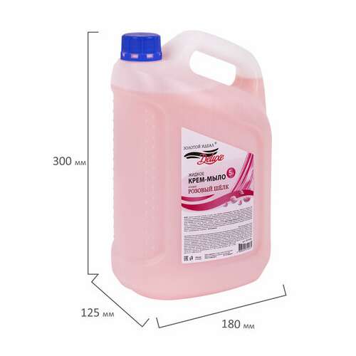  Мыло-крем жидкое deluxe, 5 л, золотой идеал "розовый шелк", перламутровое, 607498 | Мыло жидкое