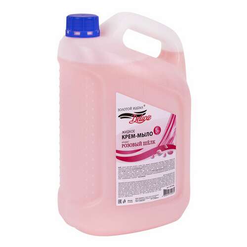  Мыло-крем жидкое deluxe, 5 л, золотой идеал "розовый шелк", перламутровое, 607498 | Мыло жидкое