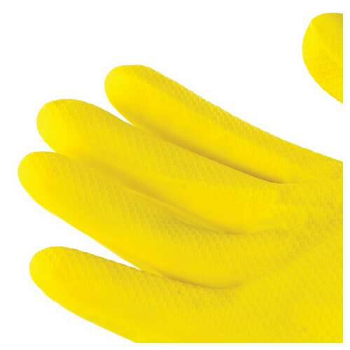  Перчатки многоразовые латексные laima "премиум", хлопчатобумажное напыление, сверхплотные, размер l (большой), желтые, вес 65 г, 600272 | Перчатки латексные, виниловые и резиновые