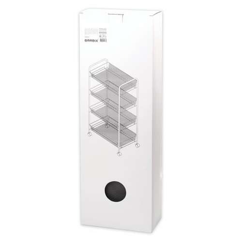  Этажерка (тележка) brabix офисно-бытовая 4 яруса, на колесах, металл, черная, 43,5х26х83,5 см, 603753 | Тележки офисно-бытовые