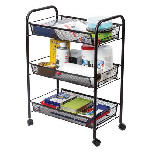  Этажерка (тележка) brabix офисно-бытовая 3 яруса, на колесах, металл, черная, 43,5х26х62,5 см, 603751 | Тележки офисно-бытовые