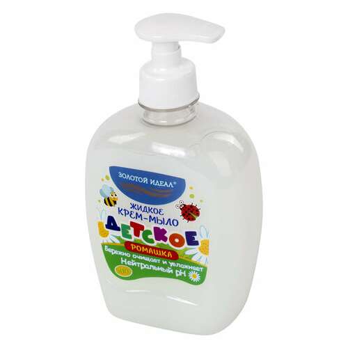  Мыло-крем жидкое детское 500 г, золотой идеал, ромашка, дозатор, 605517 | Мыло жидкое для детей