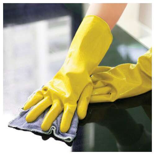  Перчатки многоразовые латексные laima "люкс", хлопчатобумажное напыление, плотные, размер m (средний), желтые, вес 50 г, 600555 | Перчатки латексные, виниловые и резиновые
