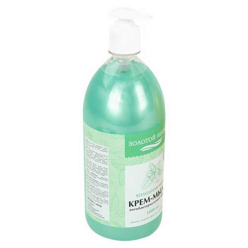  Мыло-крем жидкое с антибактериальным эффектом 1 л золотой идеал "холодная мята", дозатор, 608285 | Мыло жидкое