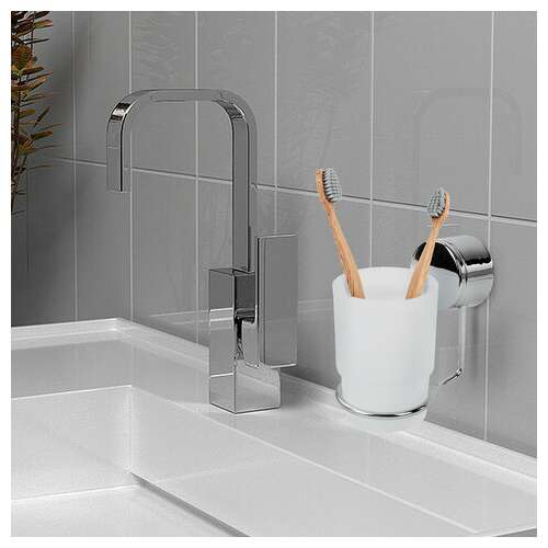  Стакан для туалетных принадлежностей laima, хромированная сталь/стекло, крепление к стене, 607429 | Мыльницы, стаканы для туалетных принадлежностей