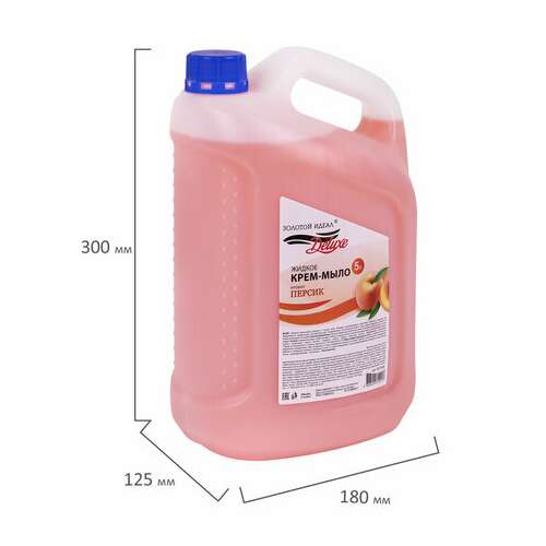  Мыло-крем жидкое deluxe, 5 л, золотой идеал "персик", перламутровое, 607496 | Мыло жидкое