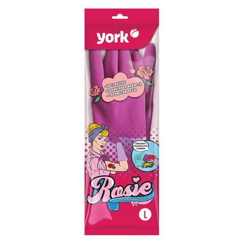 Перчатки многоразовые резиновые york "роза", хлопчатобумажное напыление, прочные, размер l (большой), розовые, вес 75 г, 92680  Перчатки многоразовые резиновые york "роза", хлопчатобумажное напыление, прочные, размер l (большой), розовые, вес 75 г, 92680 | Перчатки латексные, виниловые и резиновые