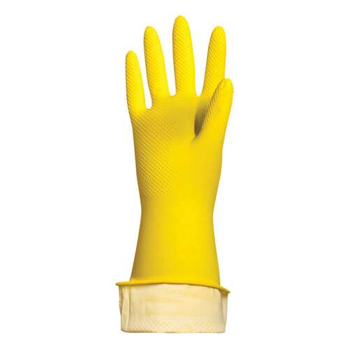  Перчатки многоразовые латексные любаша "эконом", хлопчатобумажное напыление, размер m (средний), желтые, вес 30 г, 603784 | Перчатки латексные, виниловые и резиновые