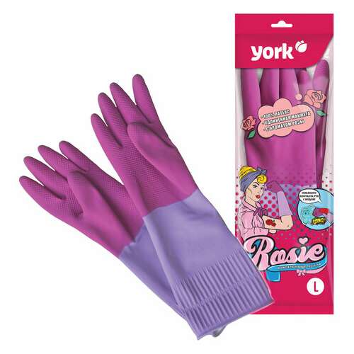 Перчатки многоразовые резиновые york "роза", хлопчатобумажное напыление, прочные, размер l (большой), розовые, вес 75 г, 92680  Перчатки многоразовые резиновые york "роза", хлопчатобумажное напыление, прочные, размер l (большой), розовые, вес 75 г, 92680 | Перчатки латексные, виниловые и резиновые
