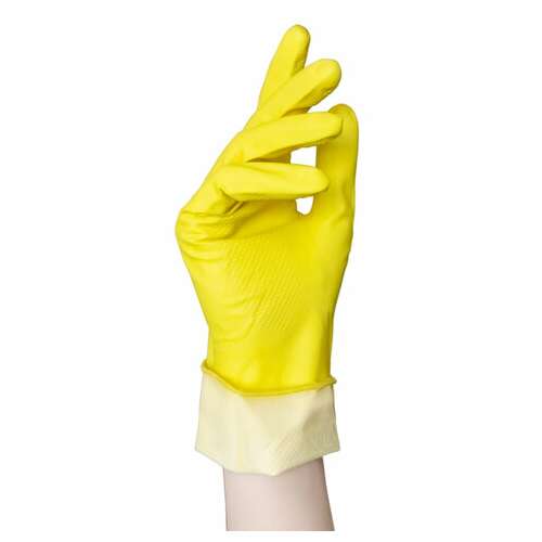  Перчатки многоразовые латексные aviora, хлопчатобумажное напыление, размер xl (очень большой), желтые, вес 45 г, 402-569 | Перчатки латексные, виниловые и резиновые
