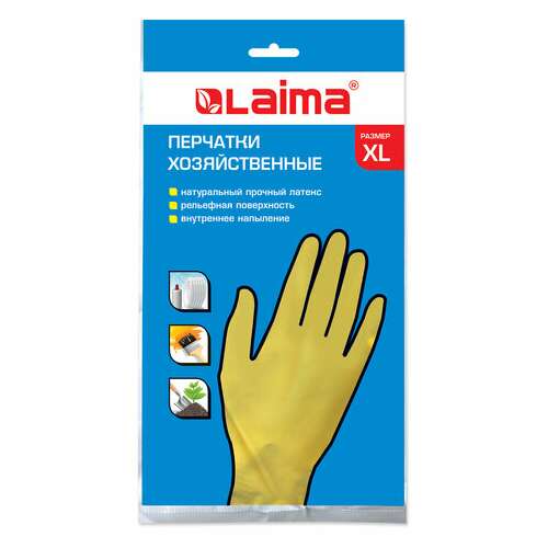 Перчатки многоразовые латексные laima "стандарт", хлопчатобумажное напыление, плотные, размер xl (очень большой), желтые, вес 48 г, 600782  Перчатки многоразовые латексные laima "стандарт", хлопчатобумажное напыление, плотные, размер xl (очень большой), желтые, вес 48 г, 600782 | Перчатки латексные, виниловые и резиновые