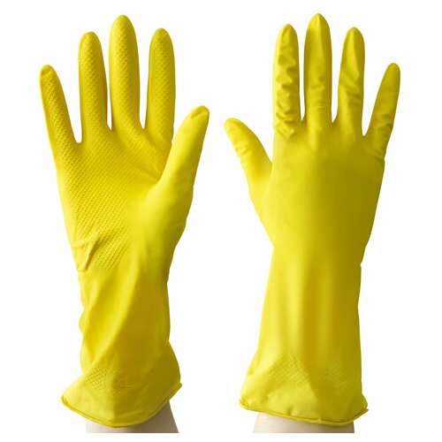  Перчатки многоразовые латексные aviora, хлопчатобумажное напыление, размер xl (очень большой), желтые, вес 45 г, 402-569 | Перчатки латексные, виниловые и резиновые