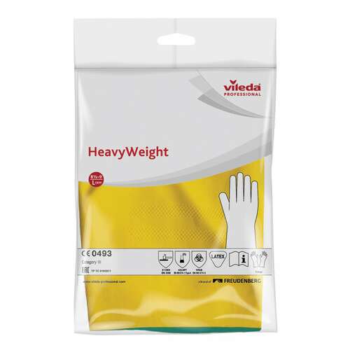  Перчатки многоразовые латексные vileda, х/б напыление, сверхпрочные (неопрен), размер l (большой), зелено-желтый, вес 125 г, 120269 | Перчатки латексные, виниловые и резиновые