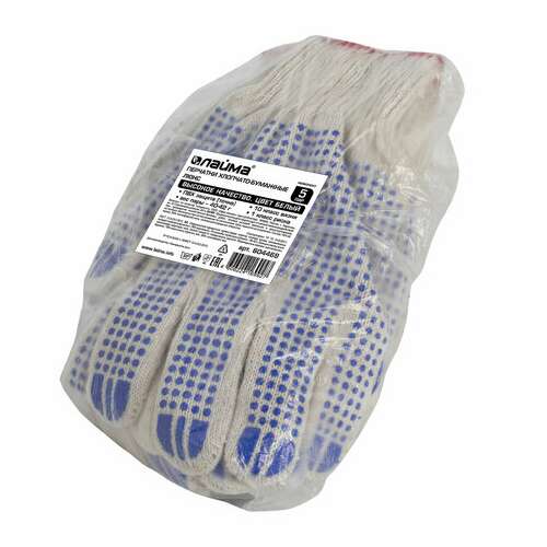 Перчатки хлопчатобумажные, комплект 5 пар, 10 класс, 40-42 г, 116 текс, пвх-точка, laima "люкс", белые, 604469  Перчатки хлопчатобумажные, комплект 5 пар, 10 класс, 40-42 г, 116 текс, пвх-точка, laima "люкс", белые, 604469 | Перчатки и рукавицы хлопчатобумажные