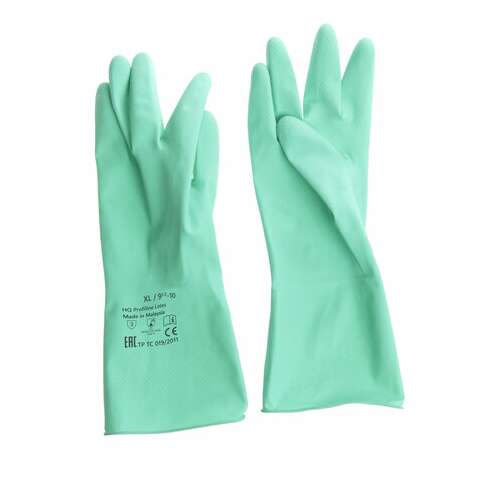  Перчатки латексные кщс, сверхпрочные, плотные, хлопковое напыление, размер 9,5-10 xl, очень большой, зеленые, hq profiline, 73589 | Перчатки латексные, виниловые и резиновые