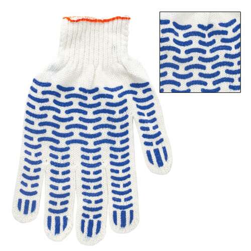  Перчатки хлопчатобумажные, комплект 5 пар, 7,5 класс, 46-48 г, 166 текс, пвх волна, laima "стандарт", белые, 600800 | Перчатки и рукавицы хлопчатобумажные