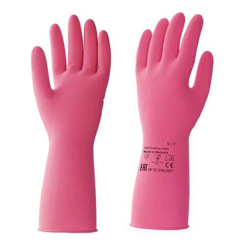  Перчатки латексные кщс, сверхпрочные, плотные, хлопковое напыление, размер 7 s, малый, красные, hq profiline, 73579 | Перчатки латексные, виниловые и резиновые
