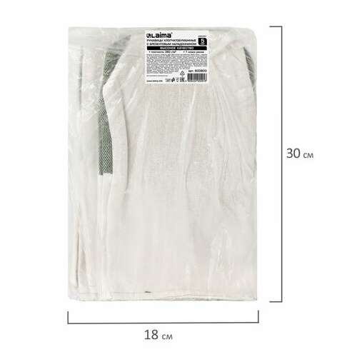  Рукавицы хлопчатобумажные, комплект 5 пар, плотность 380 г/м2, брезентовый огнеупорный наладонник, laima, 600803 | Перчатки и рукавицы хлопчатобумажные