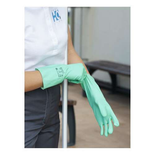  Перчатки латексные кщс, сверхпрочные, плотные, хлопковое напыление, размер 9,5-10 xl, очень большой, зеленые, hq profiline, 73589 | Перчатки латексные, виниловые и резиновые