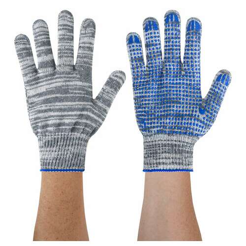  Перчатки хлопчатобумажные плотные, комплект 100 пар, 10 класс, 50-52 г, 133 текс, пвх-точка laima люкс 2, серые, 608679 | Перчатки и рукавицы хлопчатобумажные