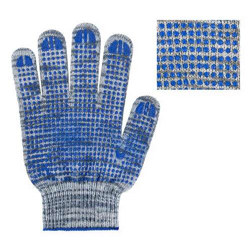  Перчатки хлопчатобумажные плотные, комплект 100 пар, 10 класс, 50-52 г, 133 текс, пвх-точка laima люкс 2, серые, 608679 | Перчатки и рукавицы хлопчатобумажные