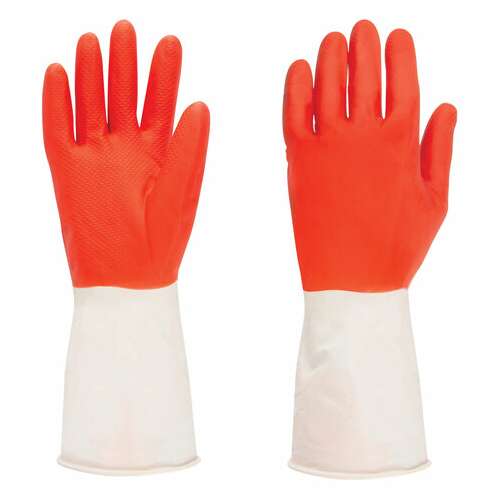  Перчатки многоразовые латексные биколор прочные, бело-красные, размер l (большой), вес 72 г, komfi, adm, 25814 | Перчатки латексные, виниловые и резиновые