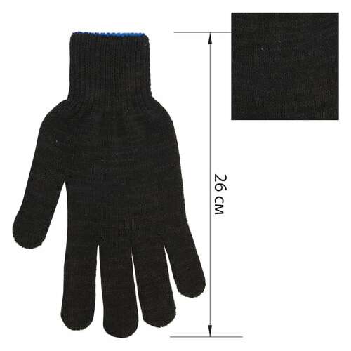  Перчатки хлопчатобумажные, комплект 5 пар, 7 класс, 65-67 г, 216 текс, пвх-точка, laima "профи" xl, черные, 604473 | Перчатки и рукавицы хлопчатобумажные