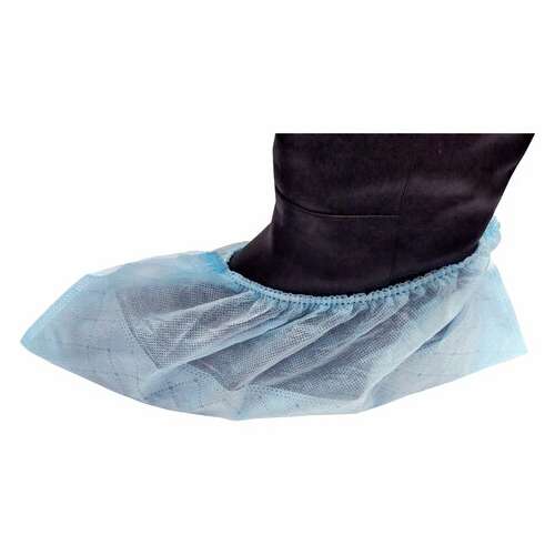  Бахилы из спанбонда низкие с двойной подошвой комплект 50 штук (25 пар), 65 г/м2, гекса, голубые | Бахилы