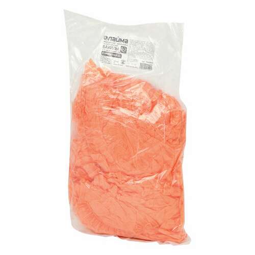  Бахилы комплект 100 штук (50 пар), детские, размер 30х12 см, 2 г, пнд, оранжевые, laima, 104983 | Бахилы