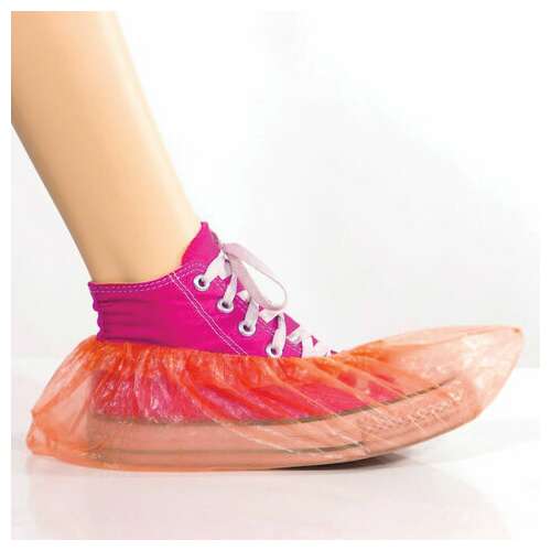  Бахилы комплект 100 штук (50 пар), детские, размер 30х12 см, 2 г, пнд, оранжевые, laima, 104983 | Бахилы