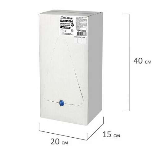 Бахилы комплект 2000 шт. (1000 пар) в упаковке, эконом, размер 40х14 см, 1,8 г, пнд, любаша, 630717 | Бахилы