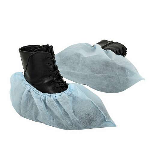  Бахилы из спанбонда низкие комплект 80 штук (40 пар), 25 г/м2 гекса, голубые | Бахилы