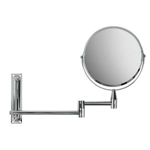  Зеркало настенное brabix, диаметр 17 см, двусторонее, с увеличением, нержавеющая сталь, выдвижное (петли), 607419 | Зеркала