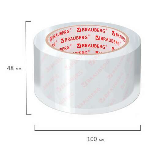  Клейкая лента упаковочная 48 мм х 66 м кристальная, индивидуальная упаковка, толщина 45 микрон, brauberg, 440153 | Упаковочные клейкие ленты