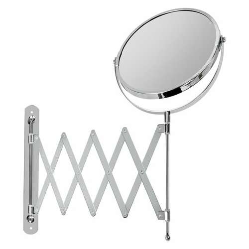  Зеркало настенное brabix, диаметр 17 см, двусторонее, с увеличением, нержавеющая сталь, выдвижное (гармошка), 607420 | Зеркала