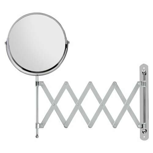  Зеркало настенное brabix, диаметр 17 см, двусторонее, с увеличением, нержавеющая сталь, выдвижное (гармошка), 607420 | Зеркала