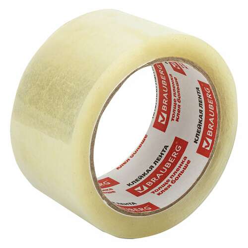  Клейкая лента упаковочная 50 мм х 66 м, прозрачная, усиленная, морозостойкая, толщина 50 микрон, brauberg, 440112 | Упаковочные клейкие ленты