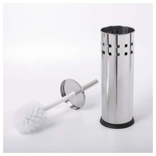  Ерш для унитаза laima, с подставкой, нержавеющая сталь, зеркальный, 601616 | Ершики для унитаза