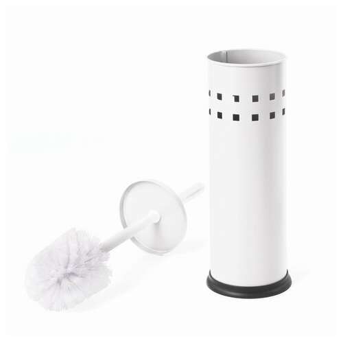  Ерш для унитаза laima, с подставкой, металл, белый, глянцевый, 604962 | Ершики для унитаза